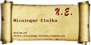 Nicsinger Etelka névjegykártya